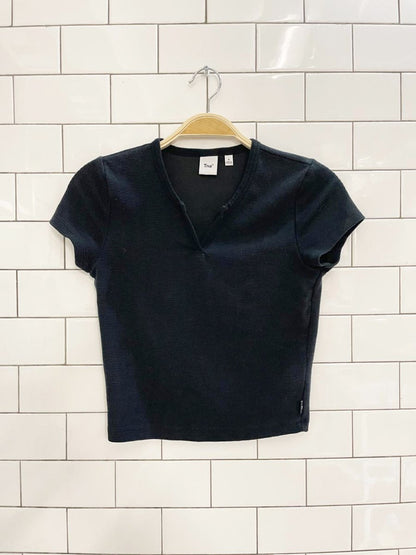 tna slit neck waffle tee - good market thrift store