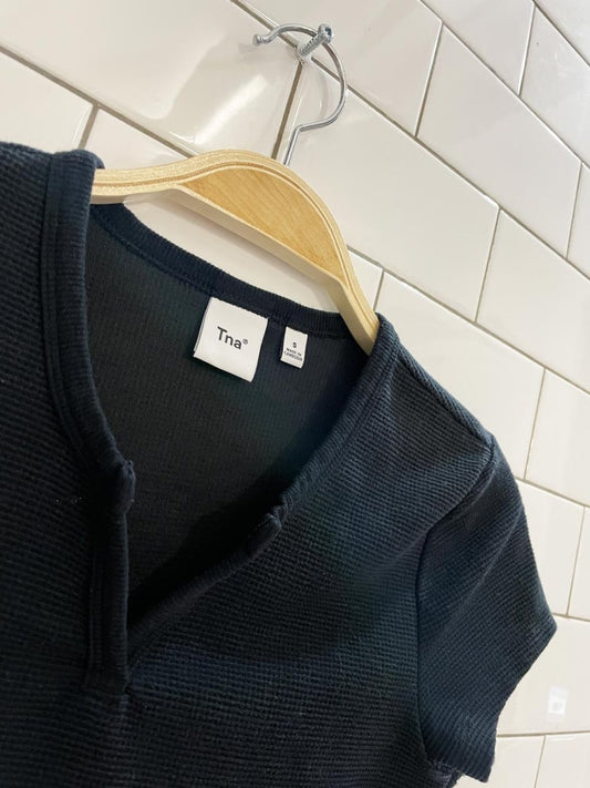 tna slit neck waffle tee - good market thrift store