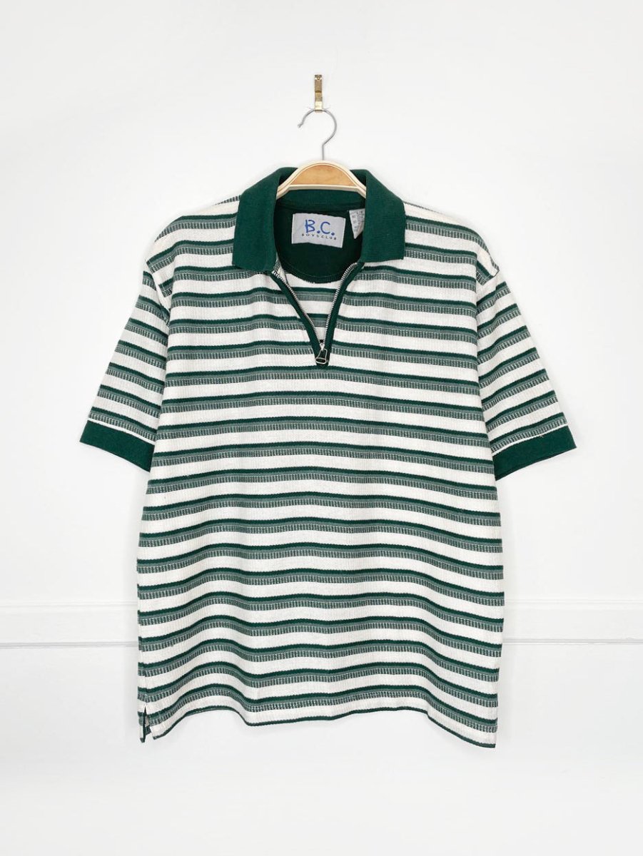 vintage 90s boys club 1/4 zip striped polo - good market thrift store
