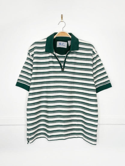 vintage 90s boys club 1/4 zip striped polo - good market thrift store