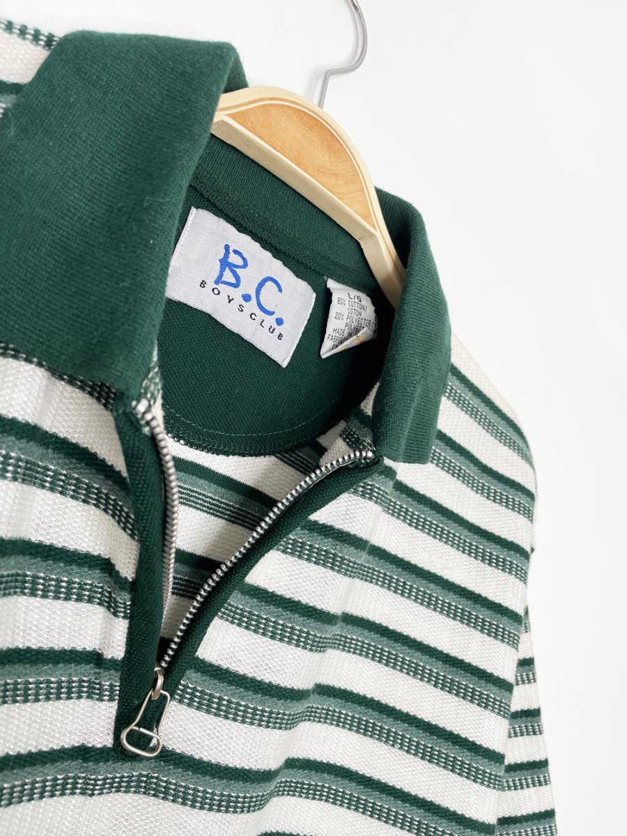 vintage 90s boys club 1/4 zip striped polo - good market thrift store