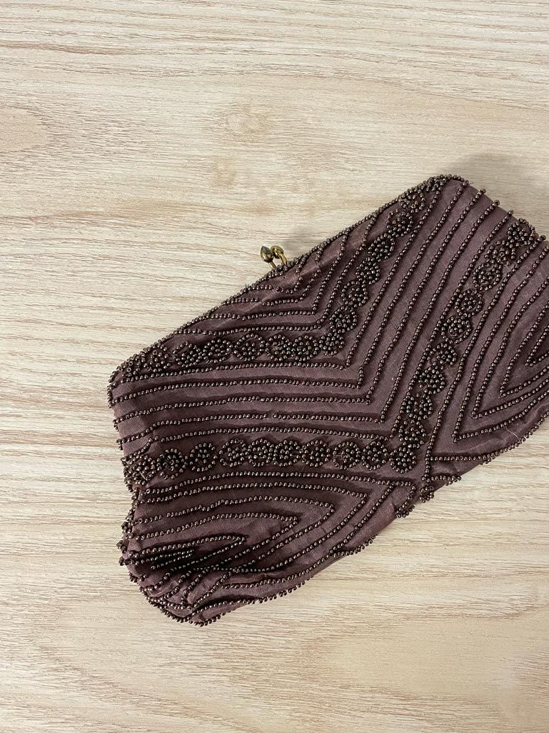 vintage handmade in belgium beaded clutch - good market thrift store