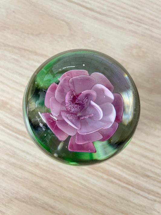 vintage dynasty gallery heirloom glass flower paperweight - good market thrift store