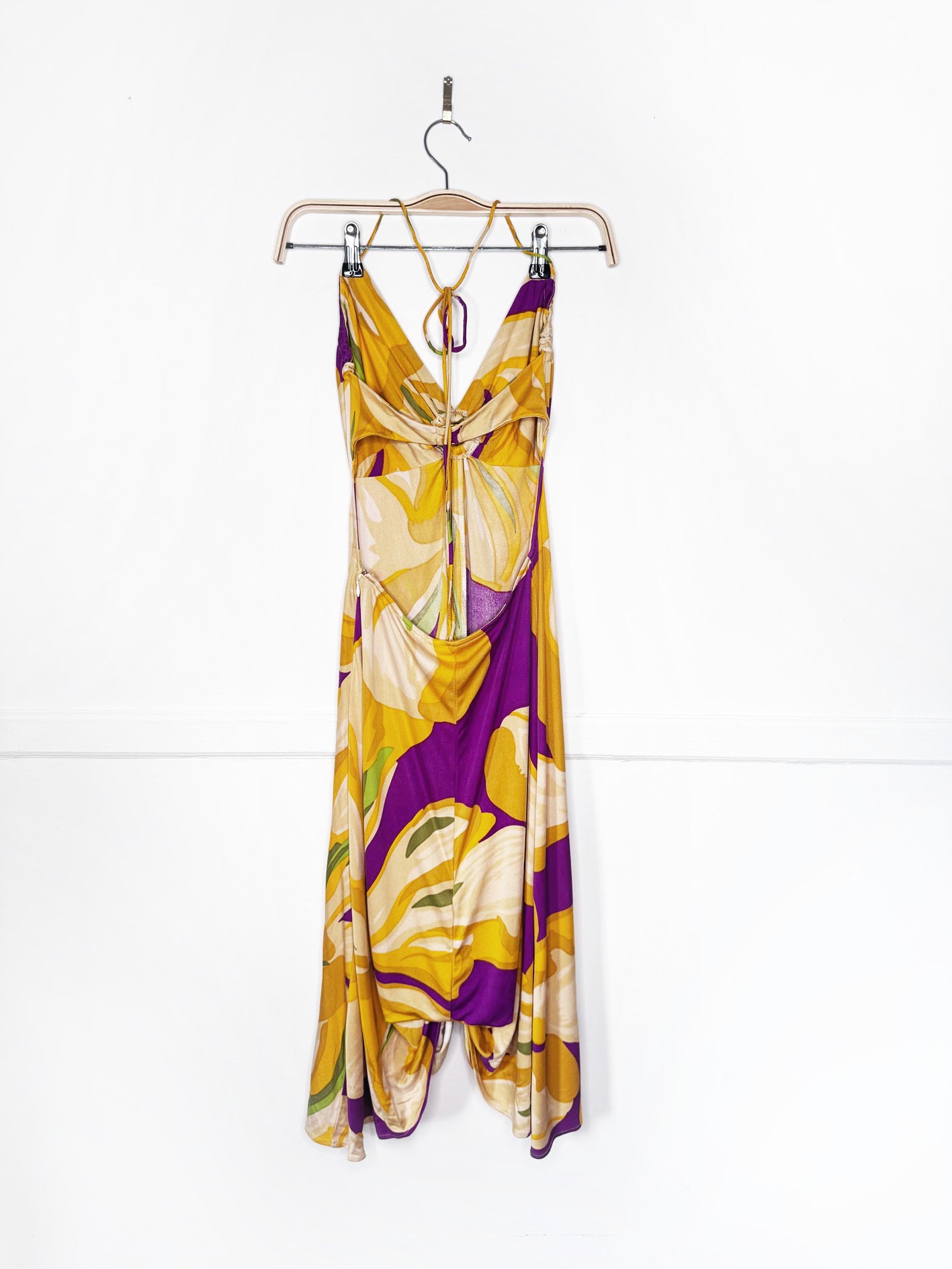 mara hoffman 100% silk keyhole halter resort dress | made in USA