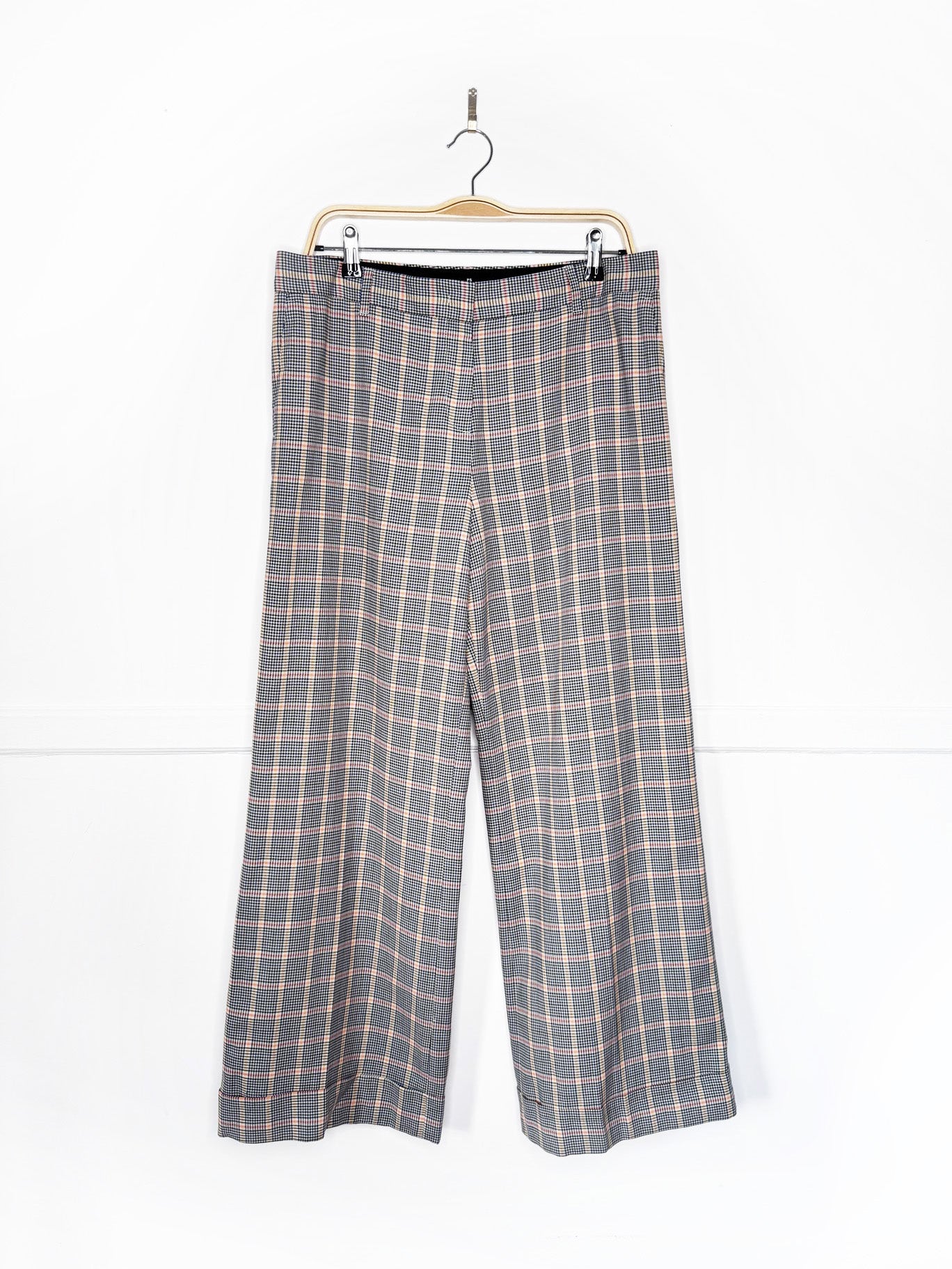 paul smith plaid wide leg cuffed tailored trouser