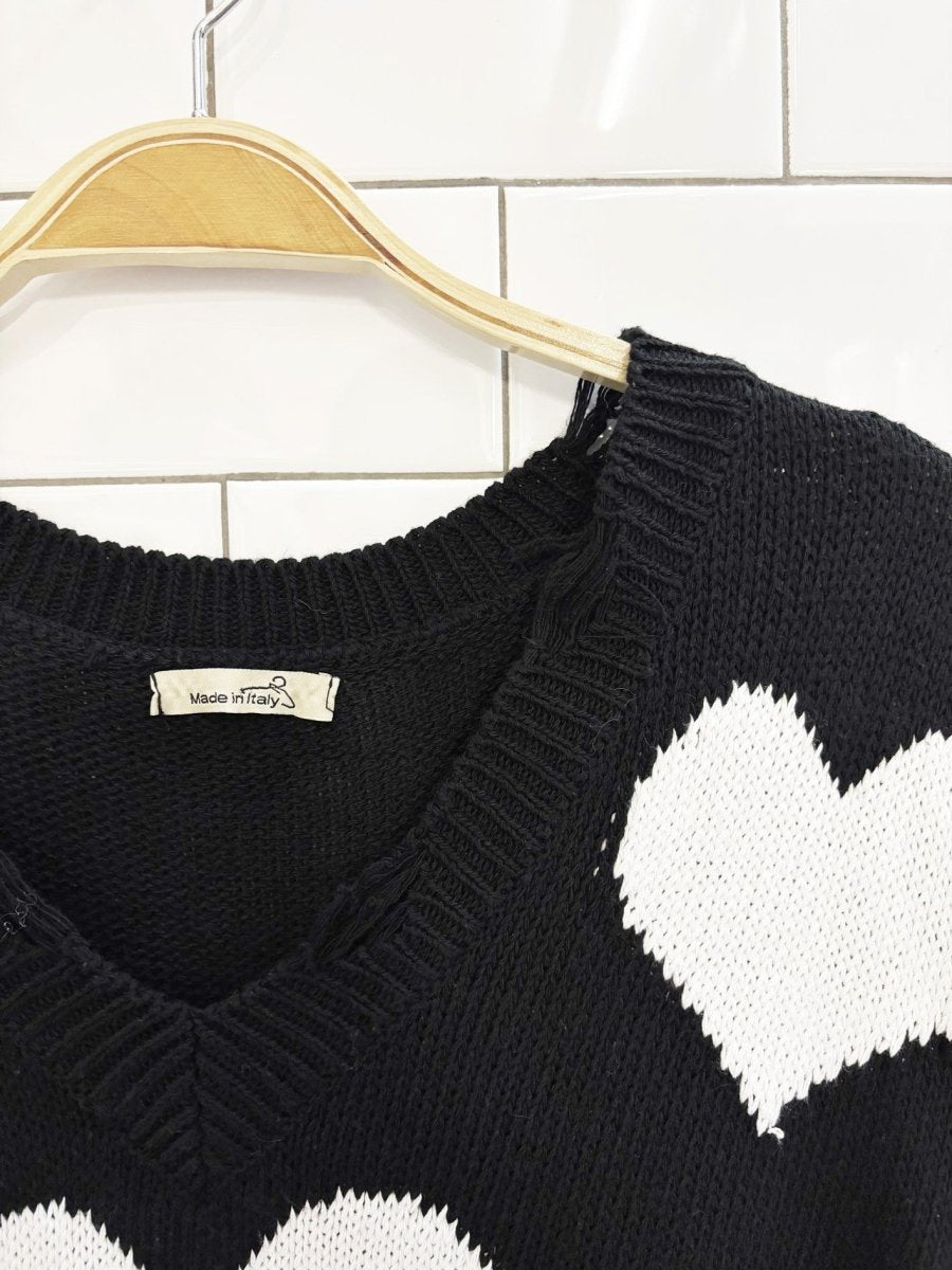 made in italy distressed knit heart sweater vest - good market thrift store