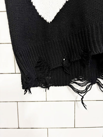 made in italy distressed knit heart sweater vest - good market thrift store