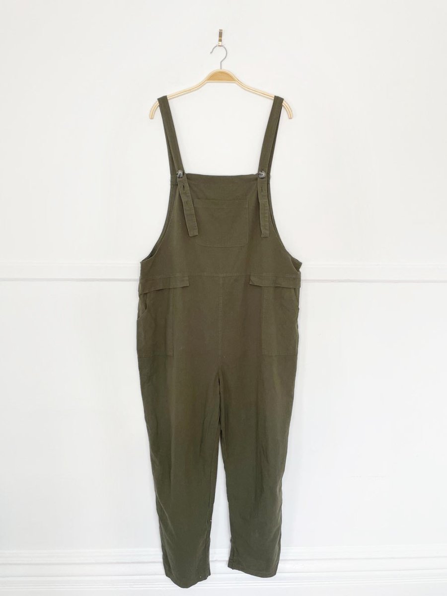 textured cotton relaxed boho overall jumpsuit - good market thrift store