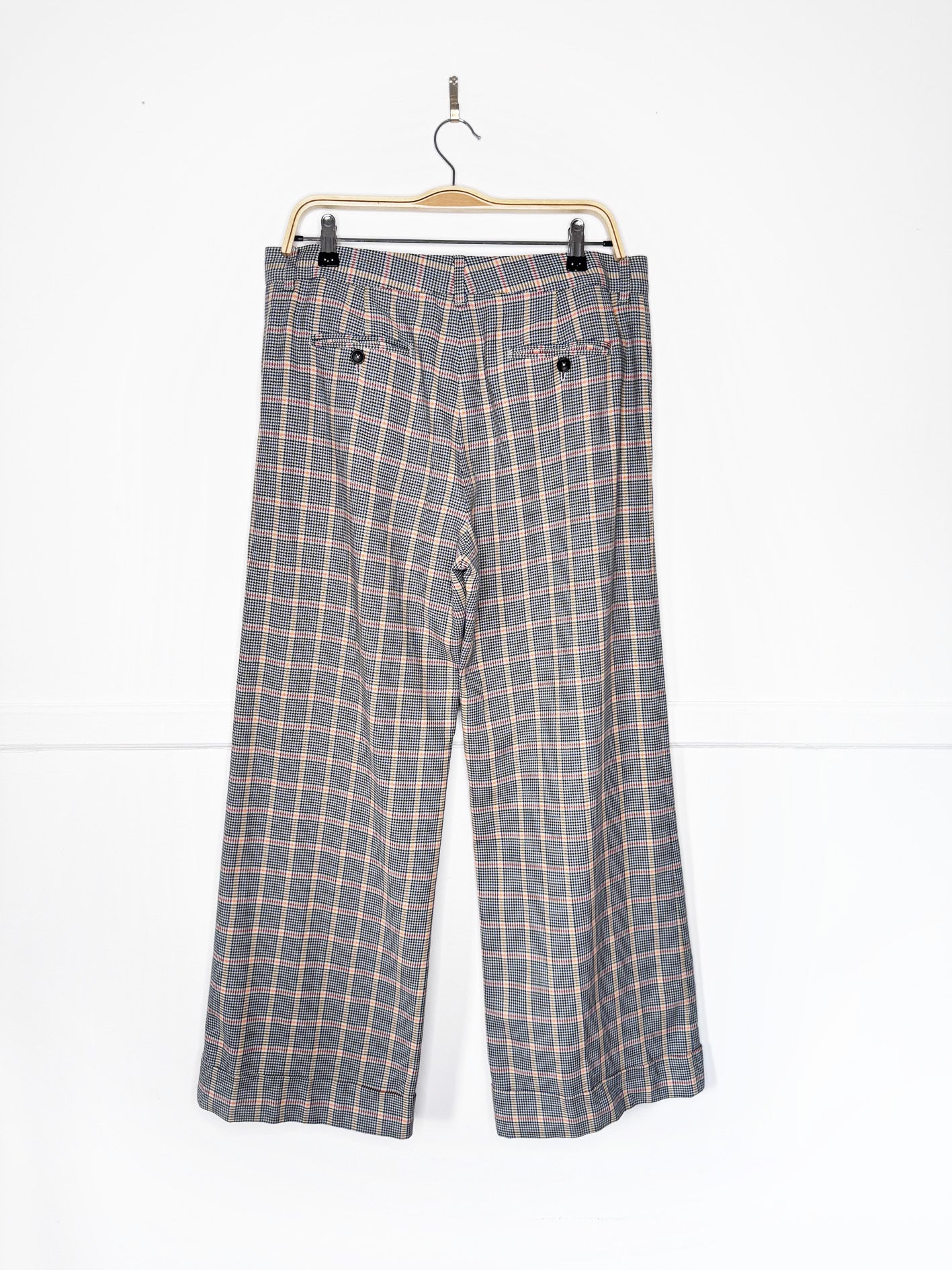 paul smith plaid wide leg cuffed tailored trouser