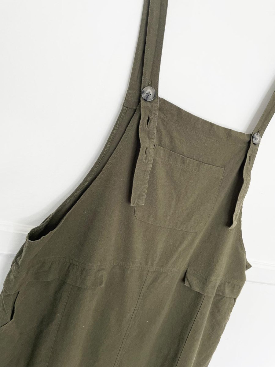 textured cotton relaxed boho overall jumpsuit - good market thrift store