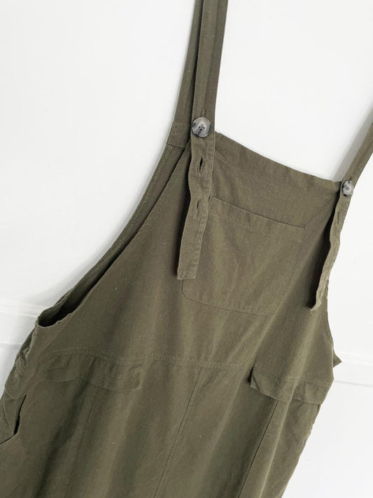 textured cotton relaxed boho overall jumpsuit - good market thrift store