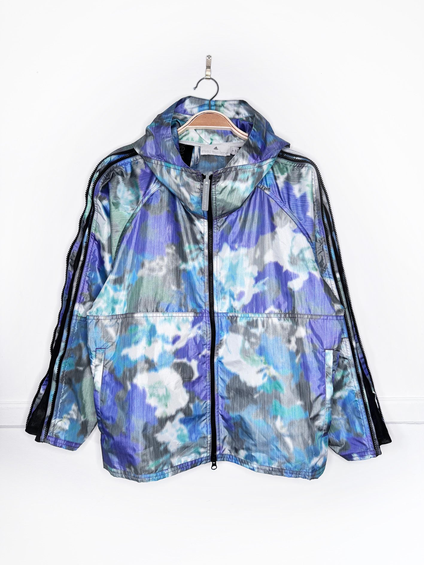 stella mccartney x adidas mesh zip sleeve run track windbreaker jacket