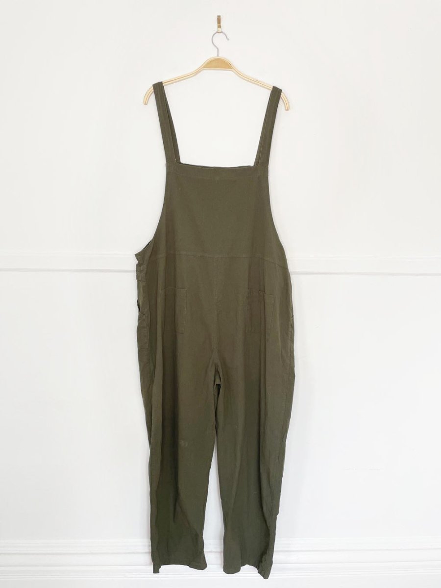 textured cotton relaxed boho overall jumpsuit - good market thrift store