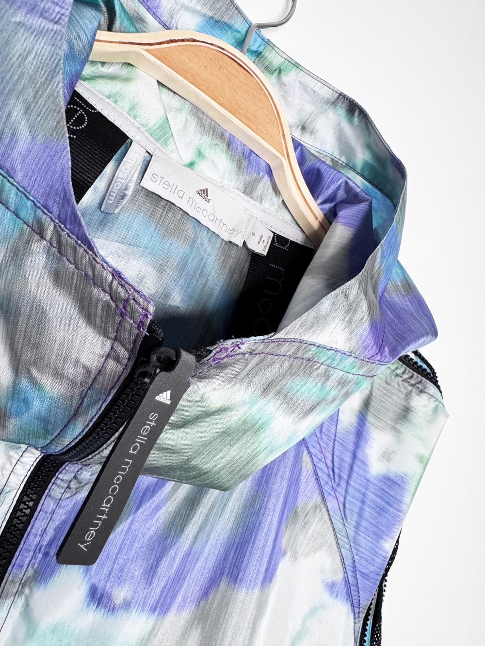 stella mccartney x adidas mesh zip sleeve run track windbreaker jacket