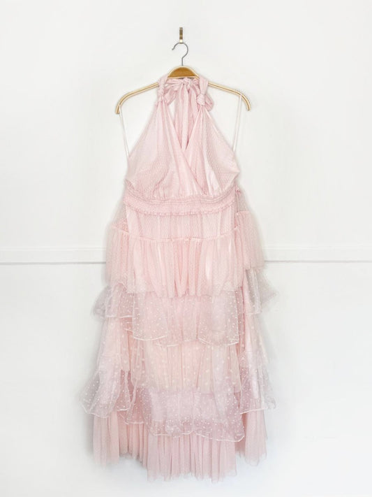loveshackfancy x target isabelle halter tulle midi dress - good market thrift store