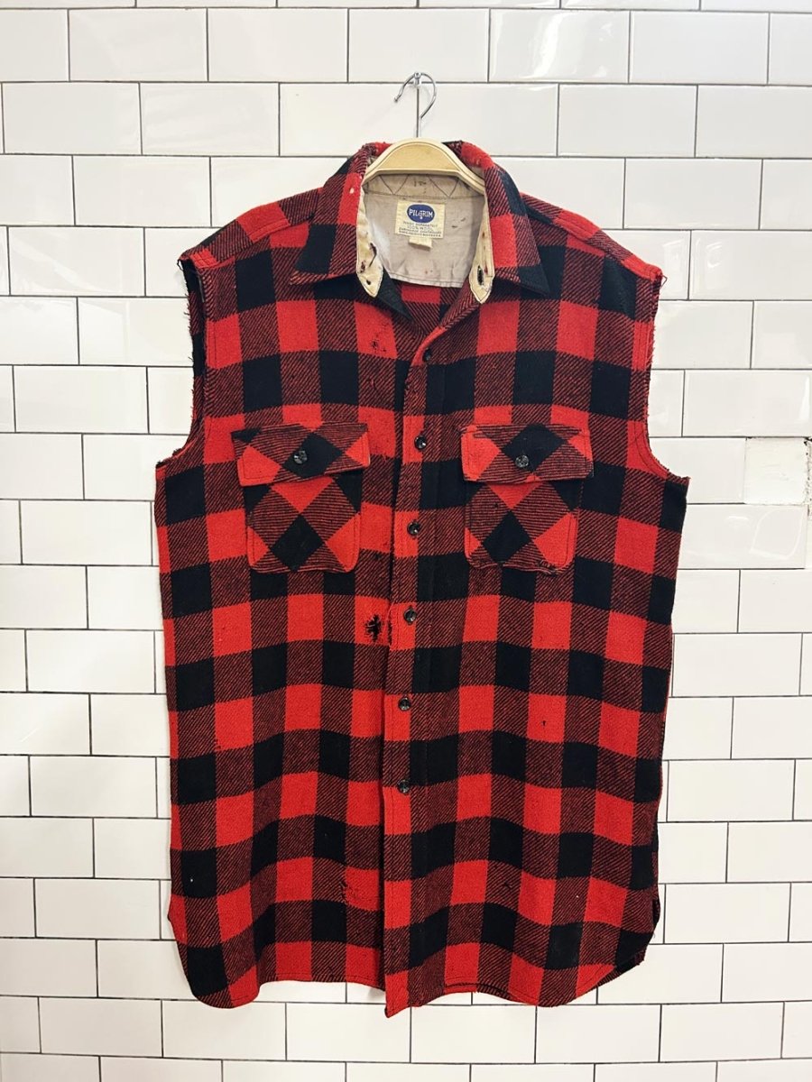 vintage 70s pilgrim sears wool plaid vest - good market thrift store