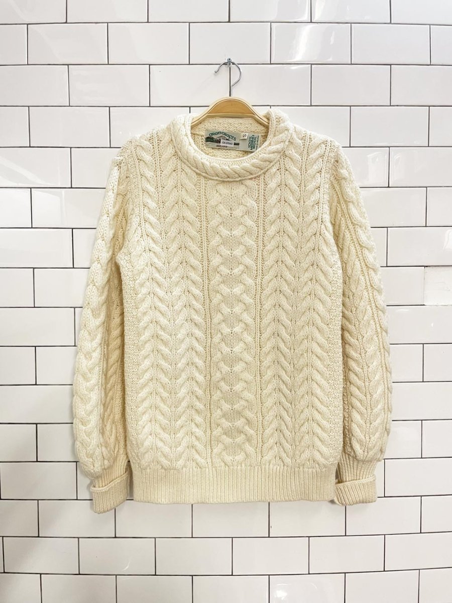 aran crafts 100% merino wool knit sweater - good market thrift store
