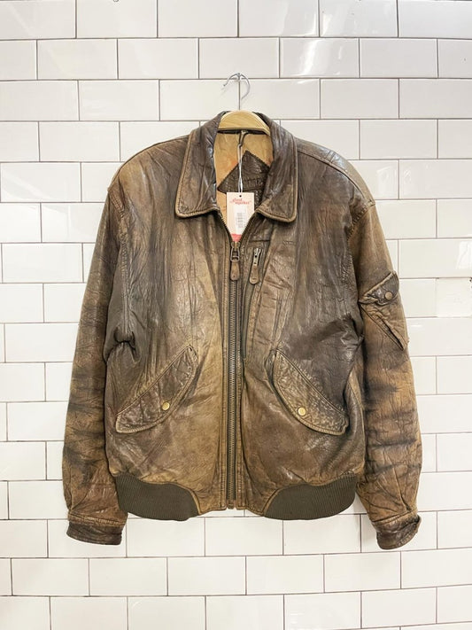 vintage moores distressed leather bomber jacket - good market thrift store