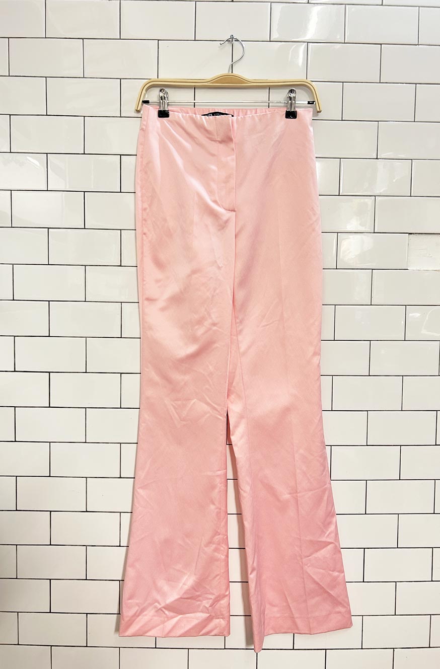 zara high rise satin flare pants - good market thrift store