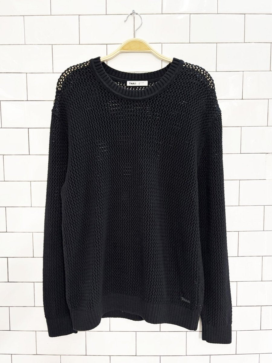 tna alameda mesh knit loose fit crewneck sweater | artizia - good market thrift store