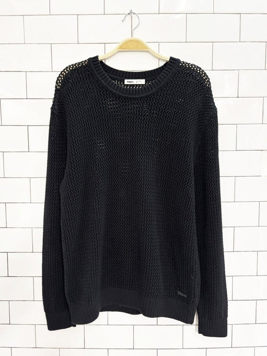 tna alameda mesh knit loose fit crewneck sweater | artizia - good market thrift store