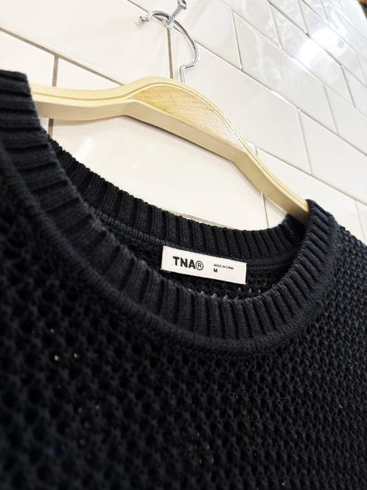 tna alameda mesh knit loose fit crewneck sweater | artizia - good market thrift store
