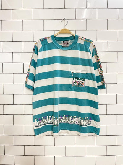 vintage 90s freelance striped tee - good market thrift store
