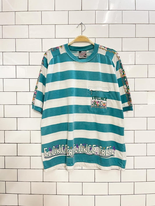 vintage 90s freelance striped tee - good market thrift store
