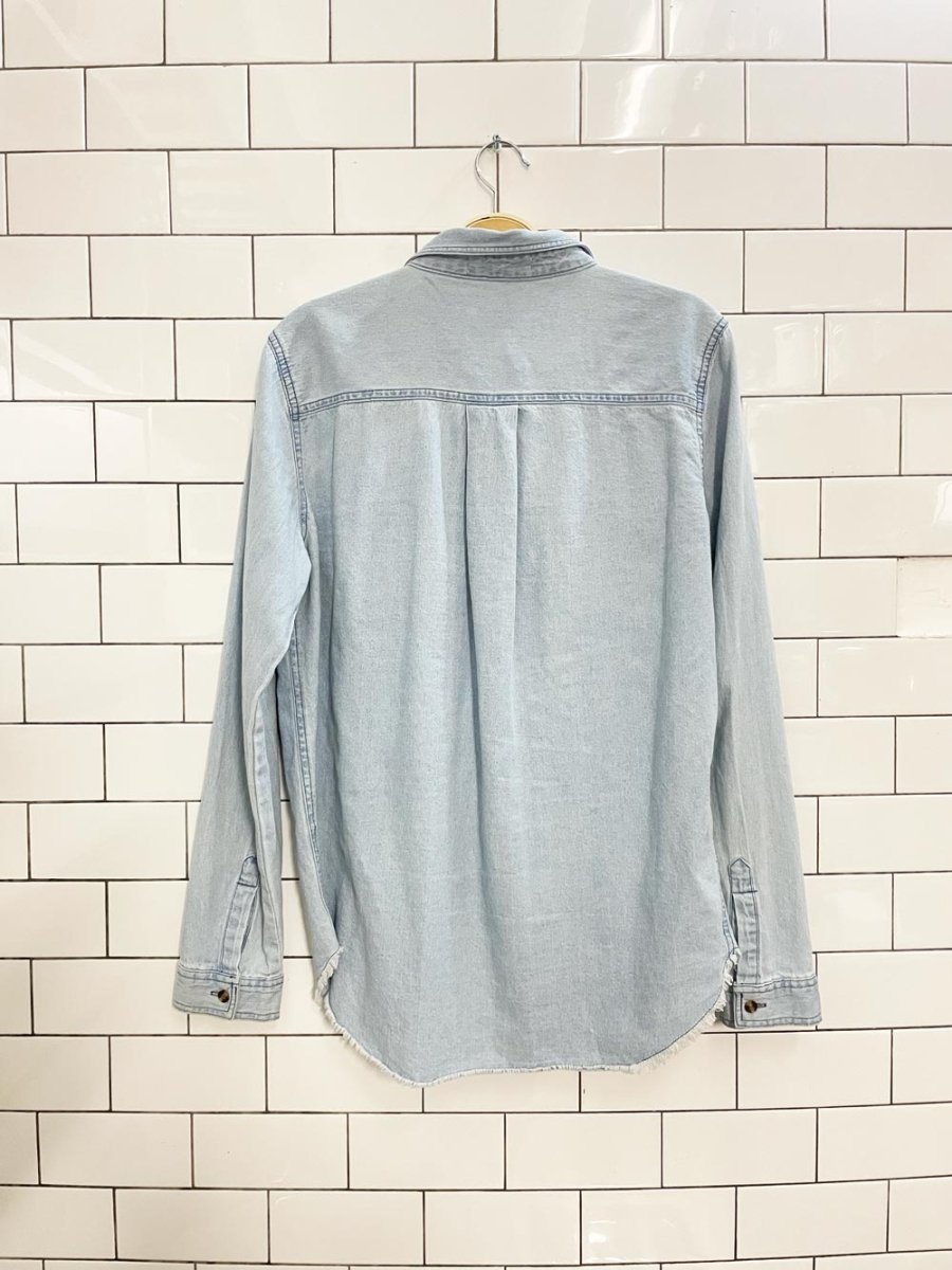 honey punch distressed denim shirt - good market thrift store