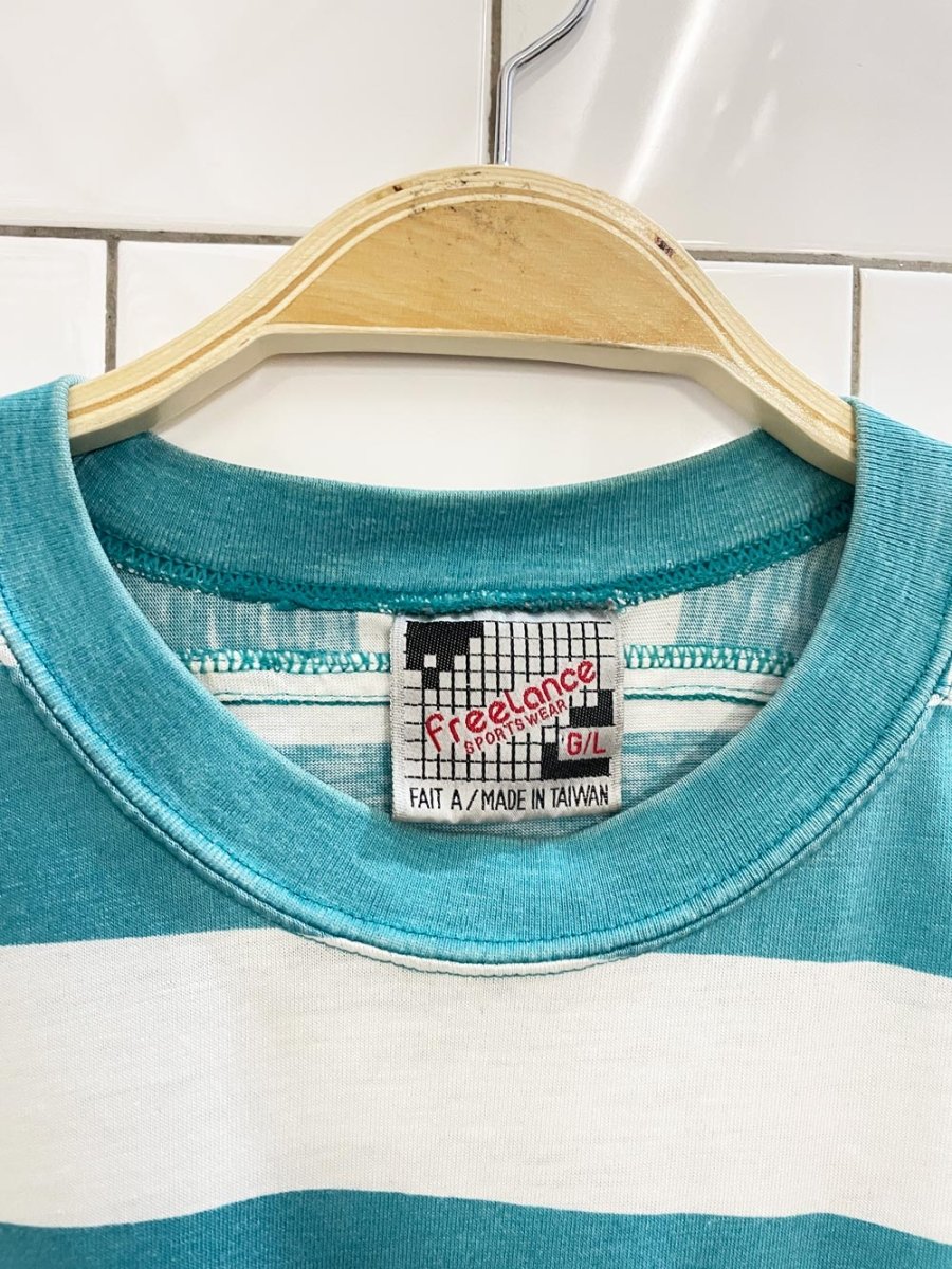 vintage 90s freelance striped tee - good market thrift store