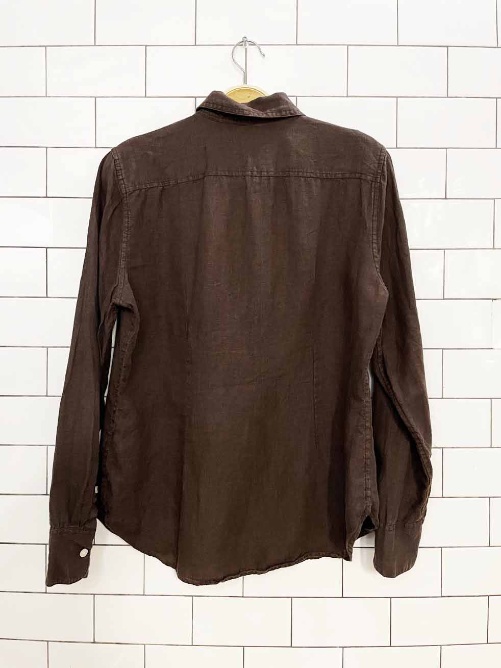 vintage j crew  x baird mcnutt 100% irish linen full button shirt  | made in india