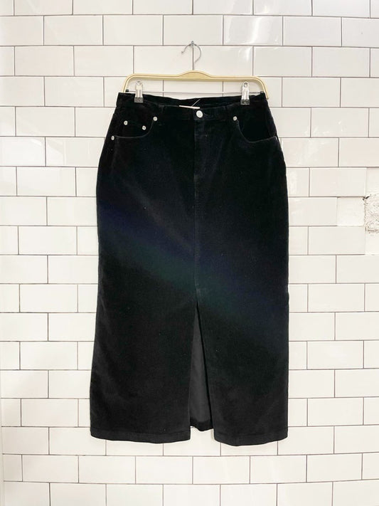y2k bum equip. corduroy midi skirt - good market thrift store