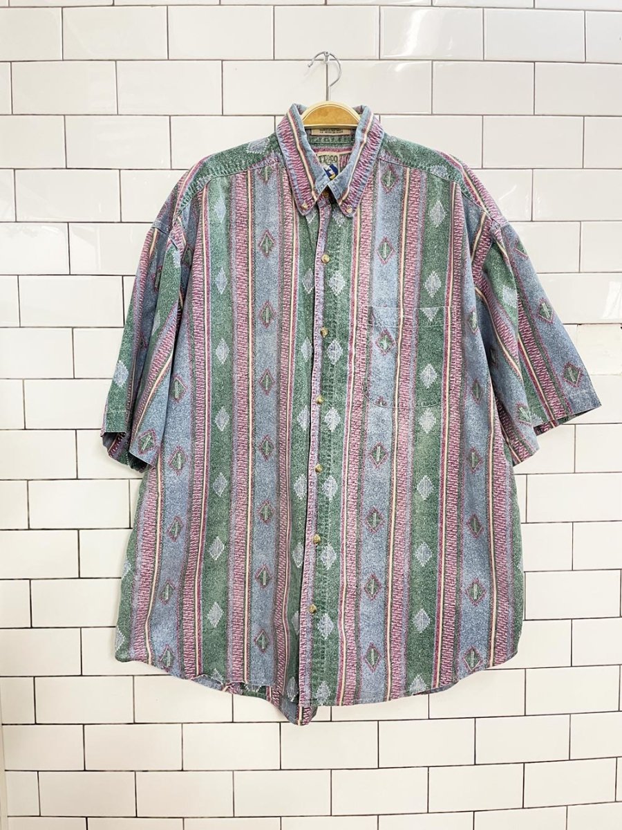 vintage 90s tt&co aztec shirt - good market thrift store