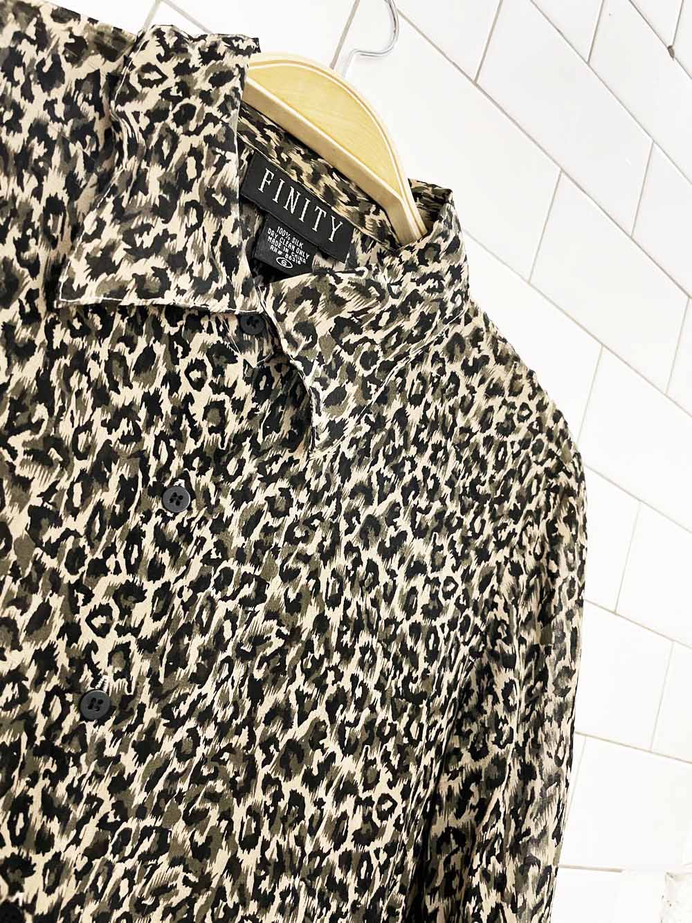vintage 00s finity 100% silk animal print blouse