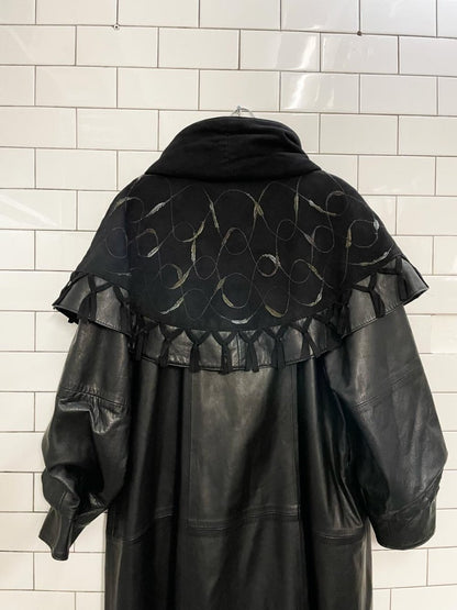 vintage norma butter leather fringe floor length coat - good market thrift store