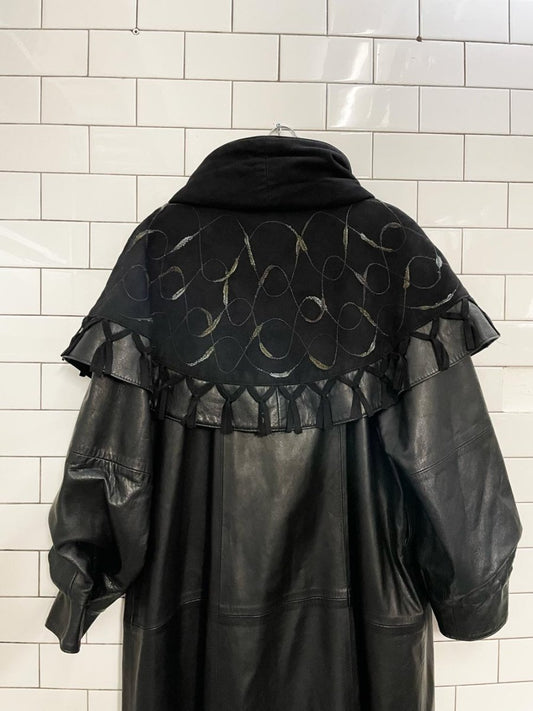 vintage norma butter leather fringe floor length coat - good market thrift store