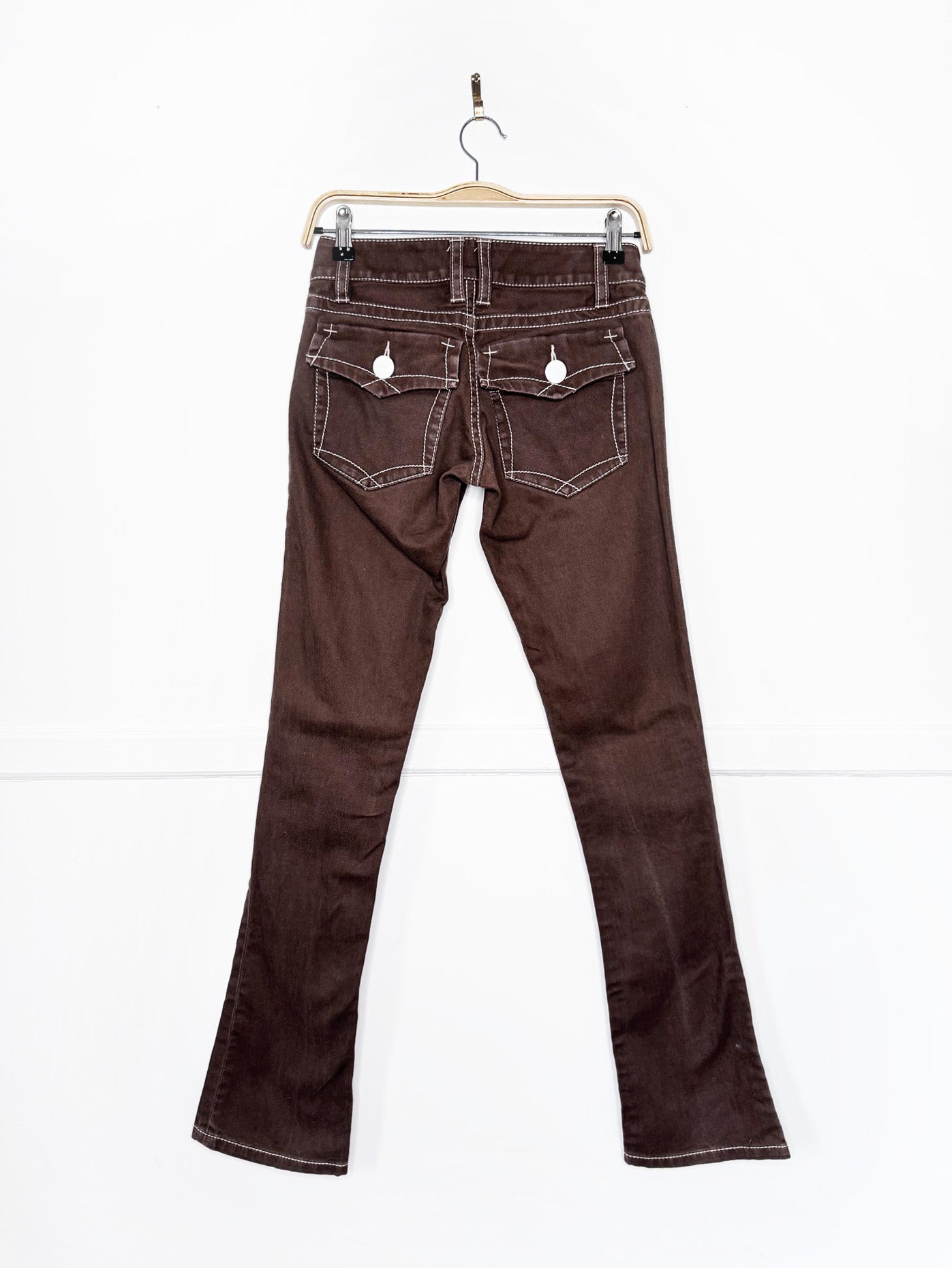y2k burberry blue label contrast stitch low rise jeans