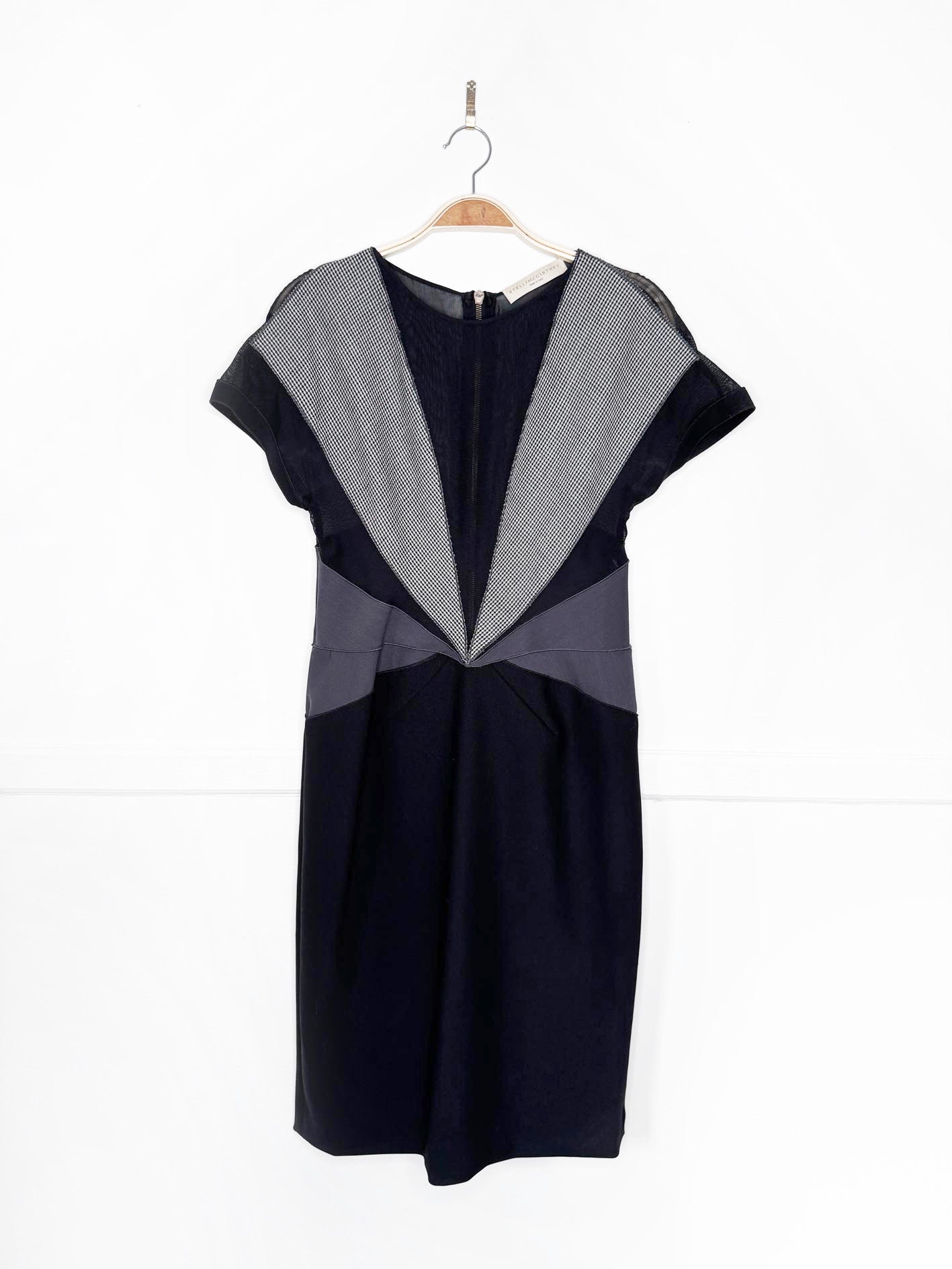 stella mccartney wool-silk houndstooth mesh mini dress