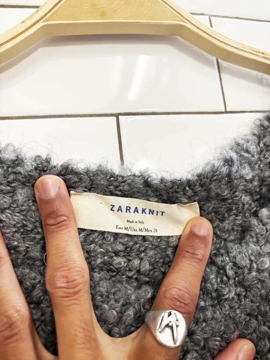 zara mohair - blend boucle knit sleeveless sweater | made in italy - good market thrift store