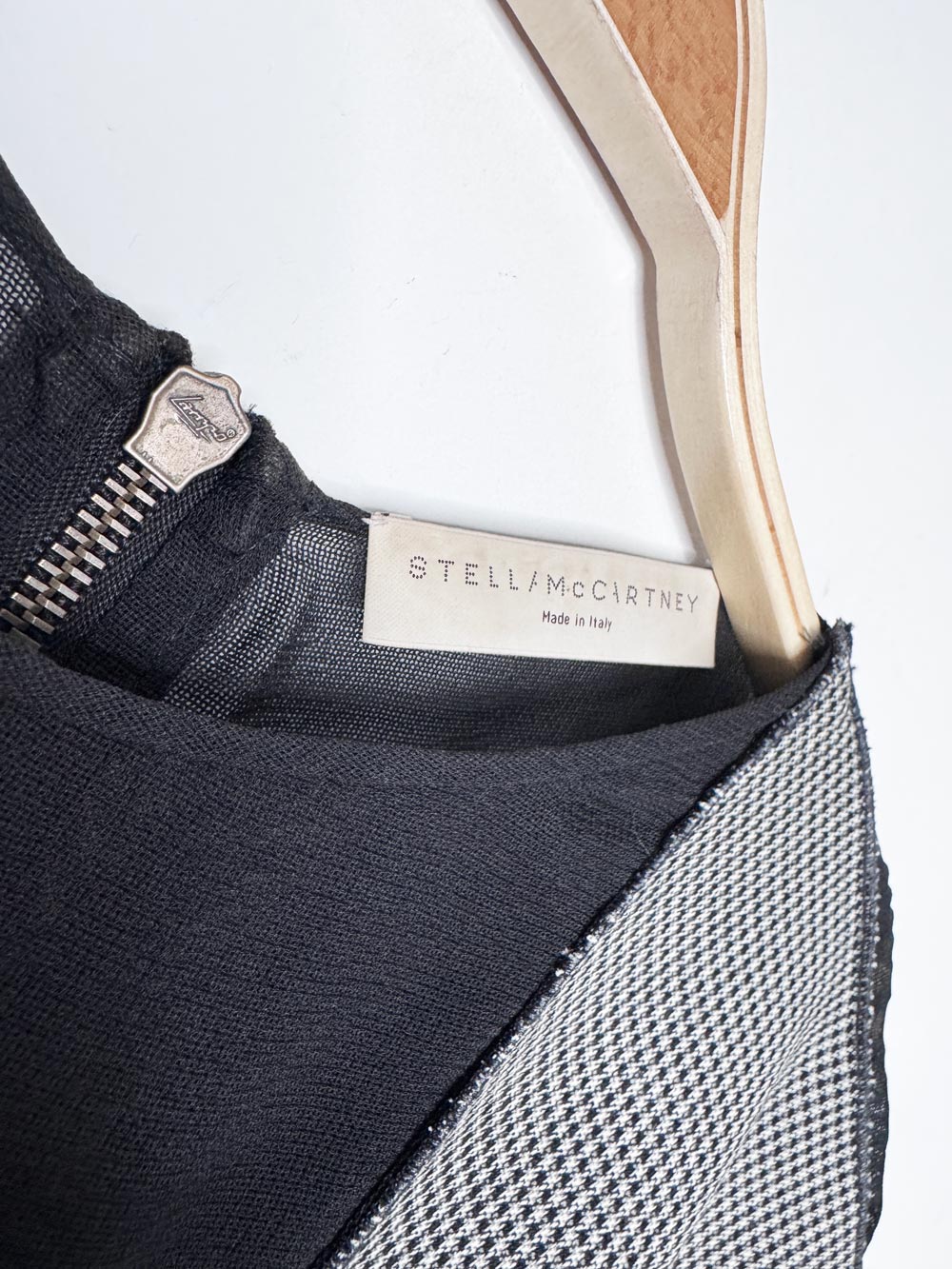 stella mccartney wool-silk houndstooth mesh mini dress