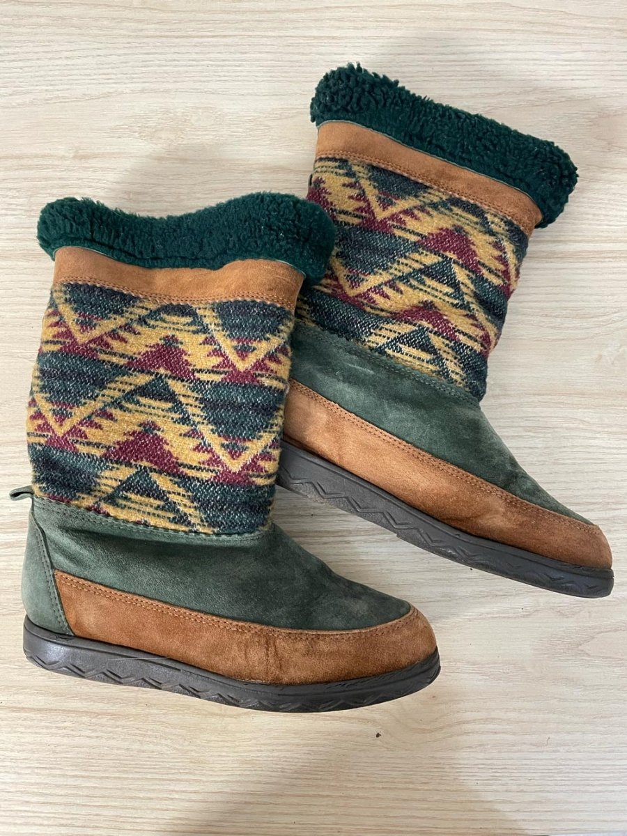 vintage 90s cougar navajo sherpa lined suede boots - good market thrift store