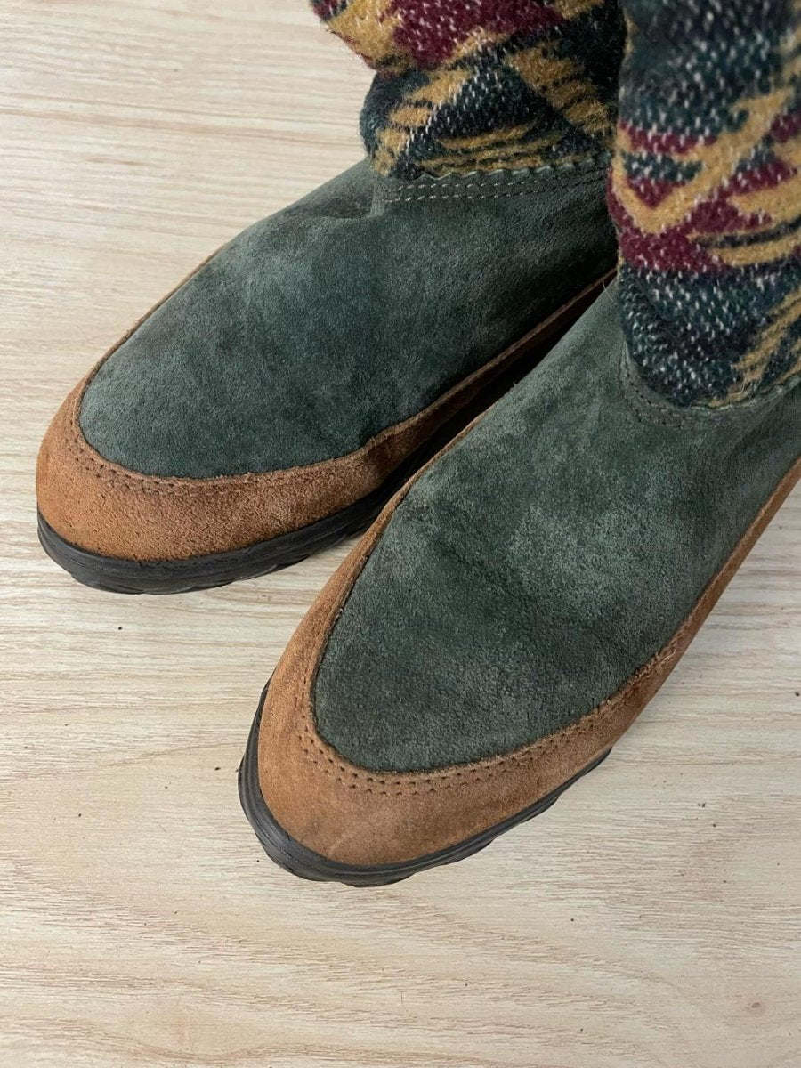 vintage 90s cougar navajo sherpa lined suede boots - good market thrift store