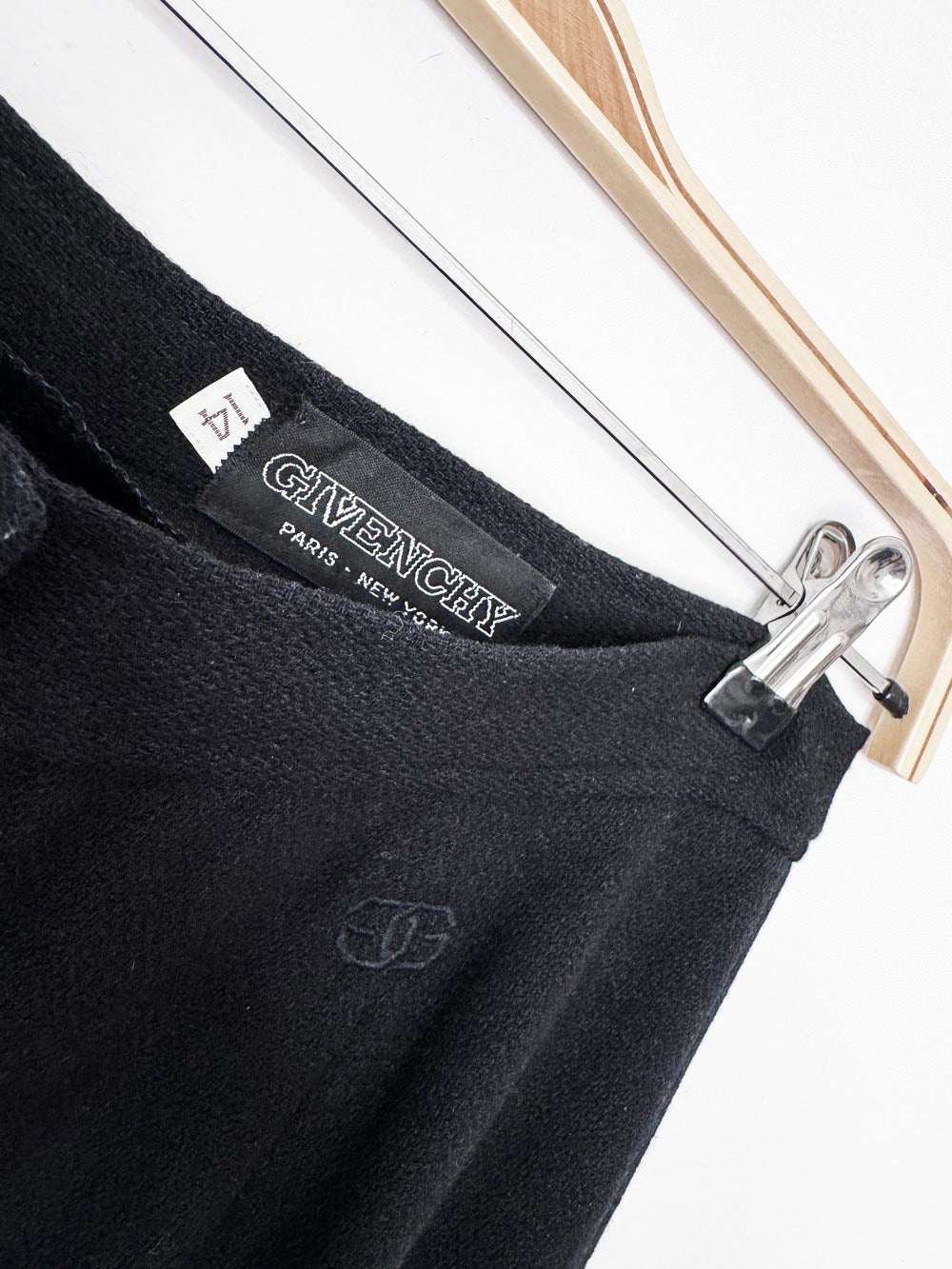 vintage 70s givenchy wool monogram logo wide leg trouser