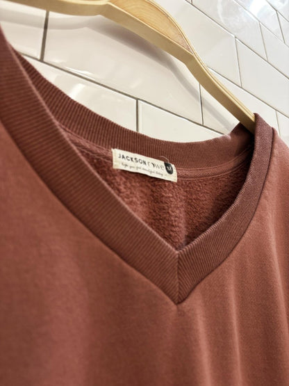 jackson rowe oversized fit v - neck sweatshirt - good market thrift store