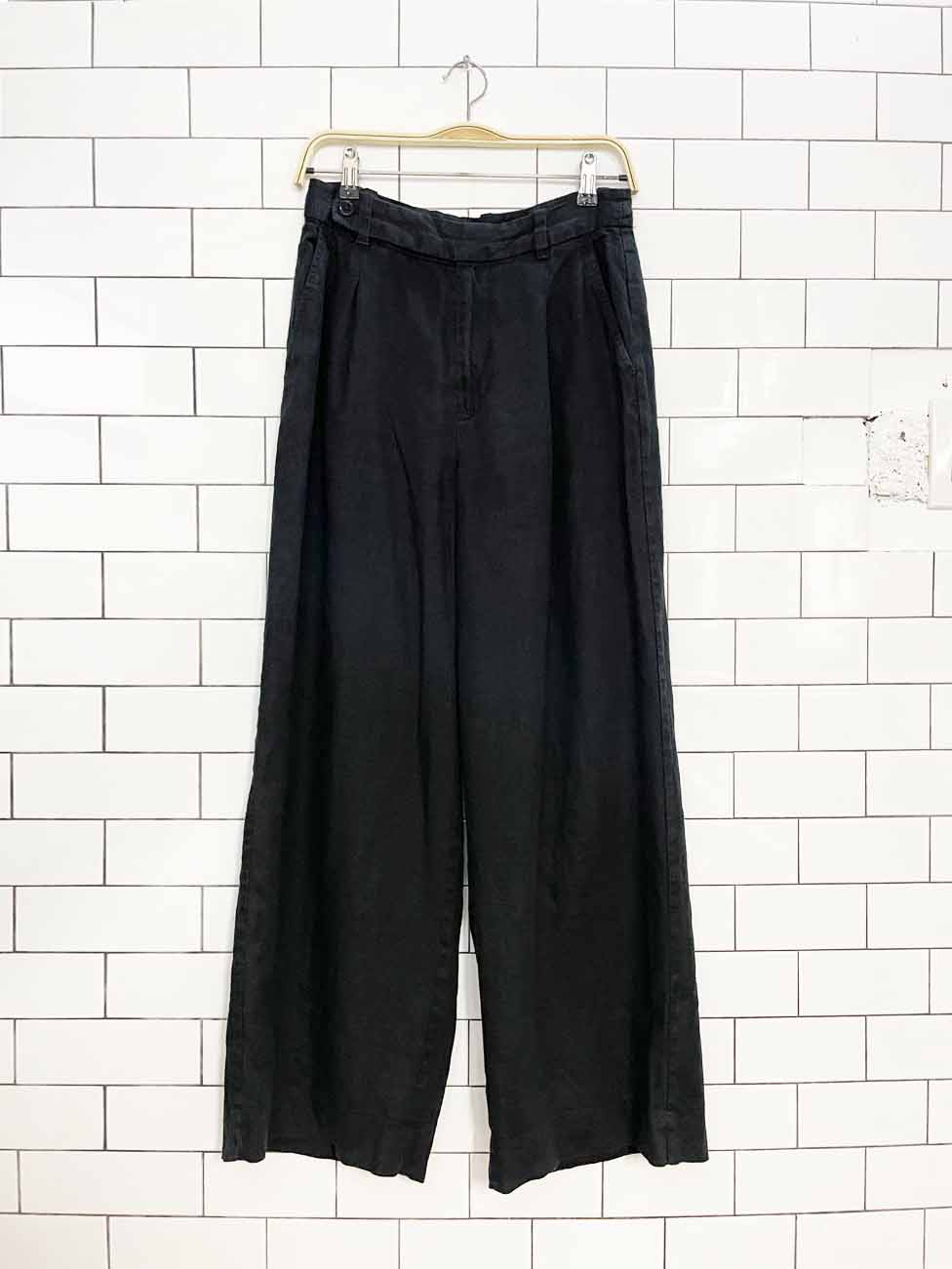 madewell 100% linen pleated wide leg trousers