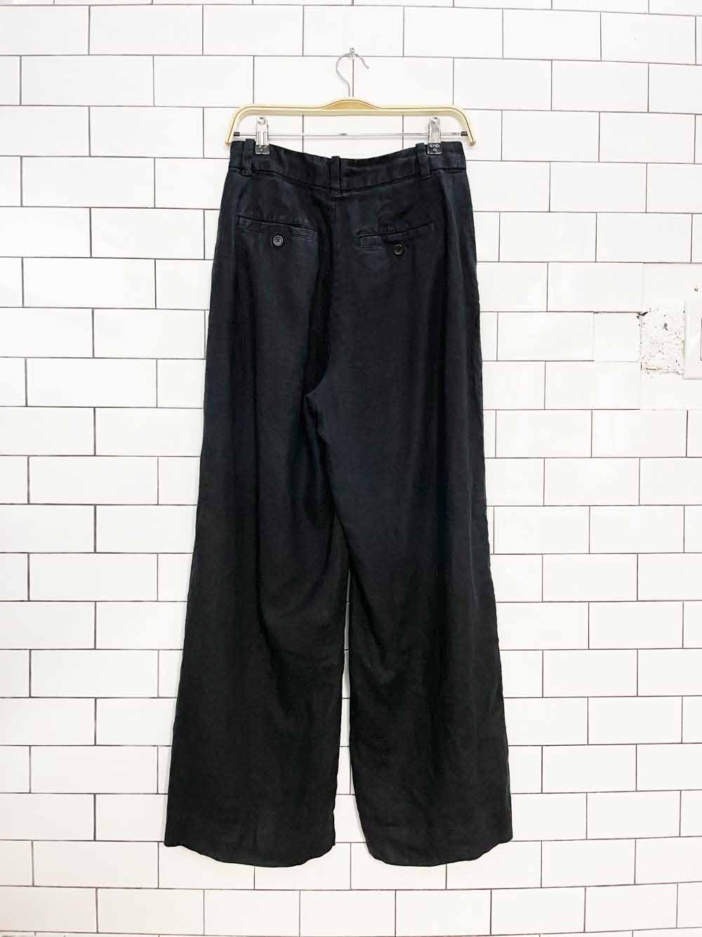madewell 100% linen pleated wide leg trousers