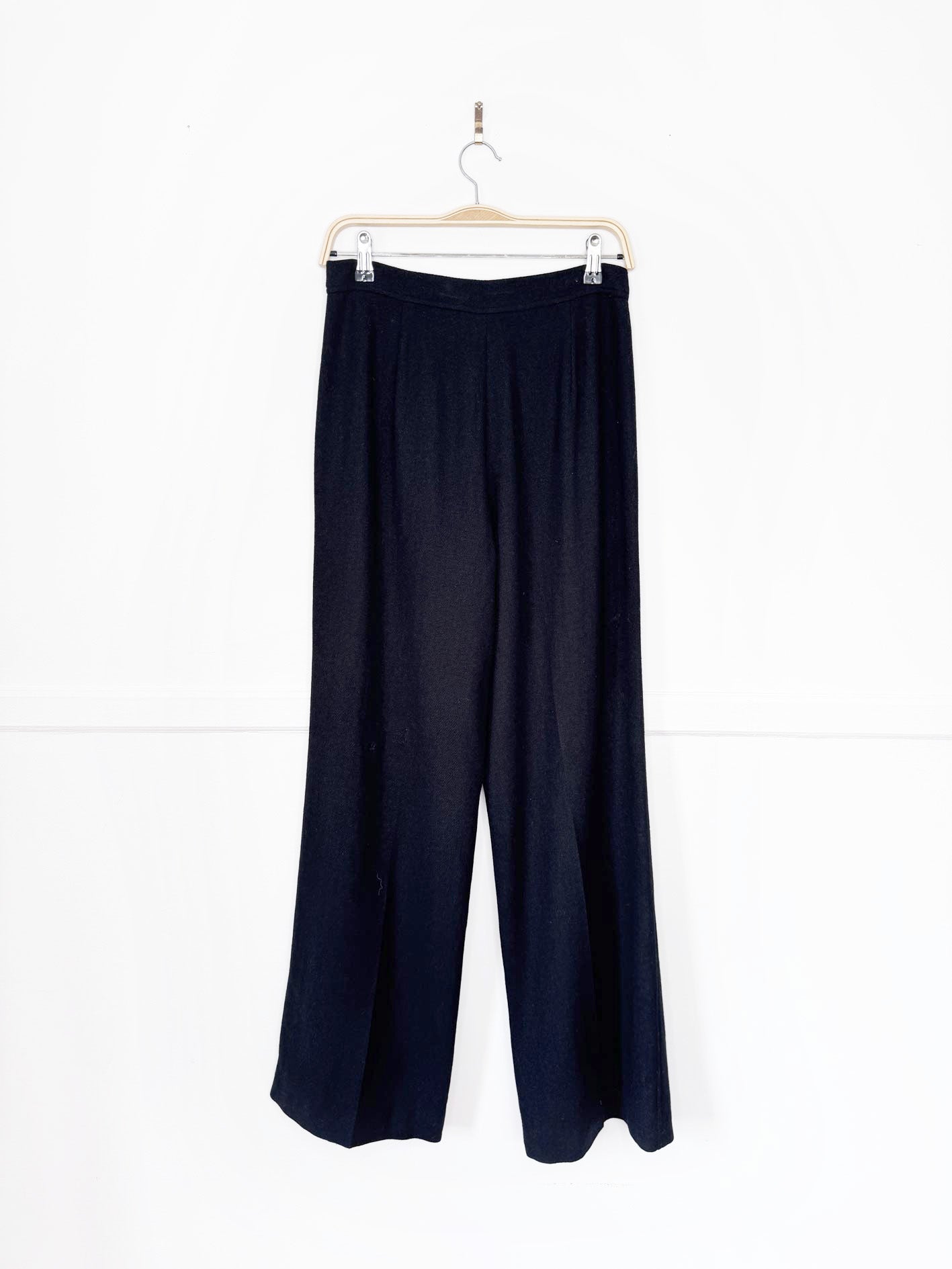 vintage 70s givenchy wool monogram logo wide leg trouser