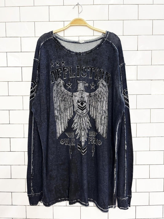 y2k affliction eagle crest logo long sleeve shirt - good market thrift store
