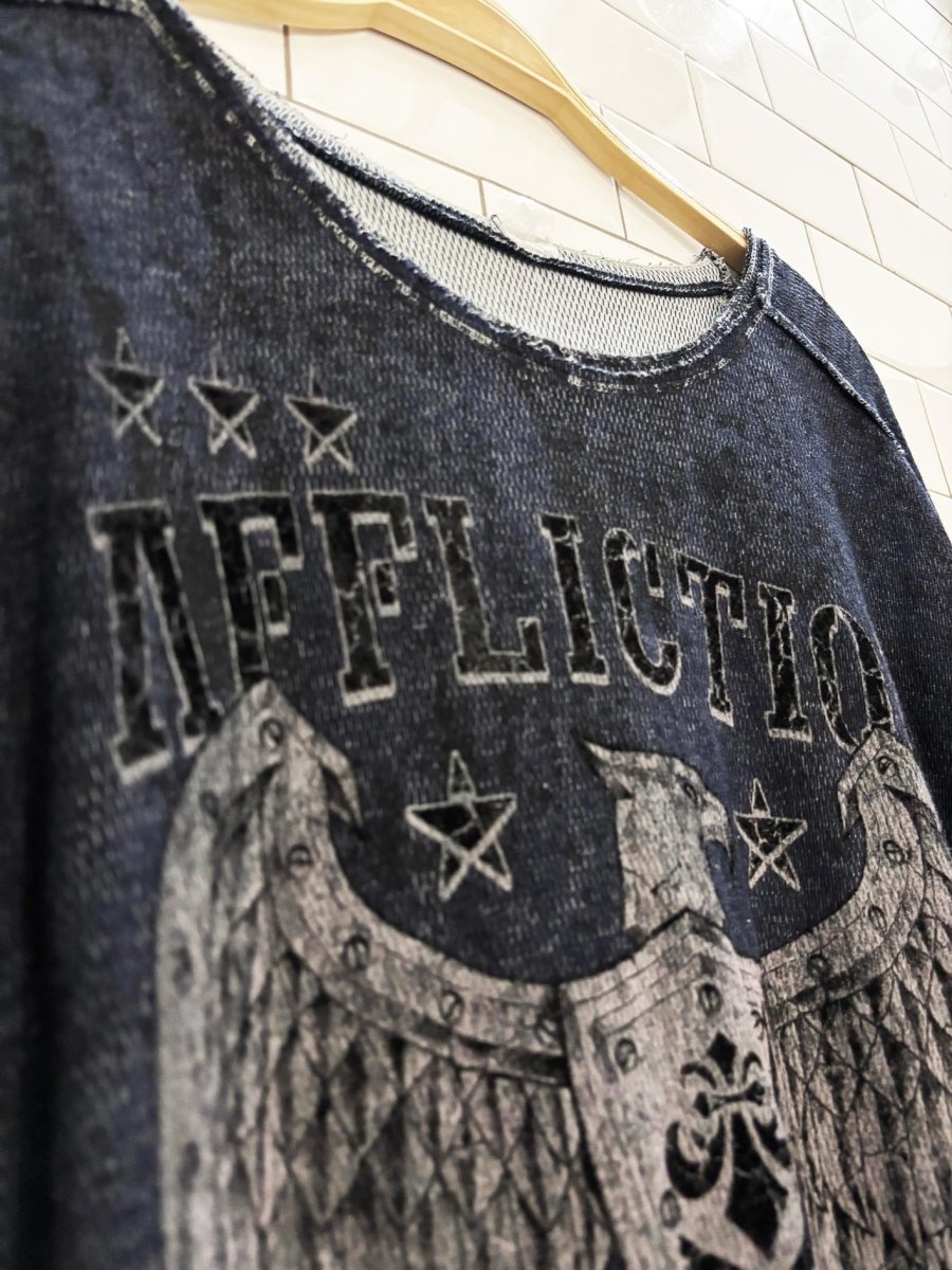 y2k affliction eagle crest logo long sleeve shirt - good market thrift store