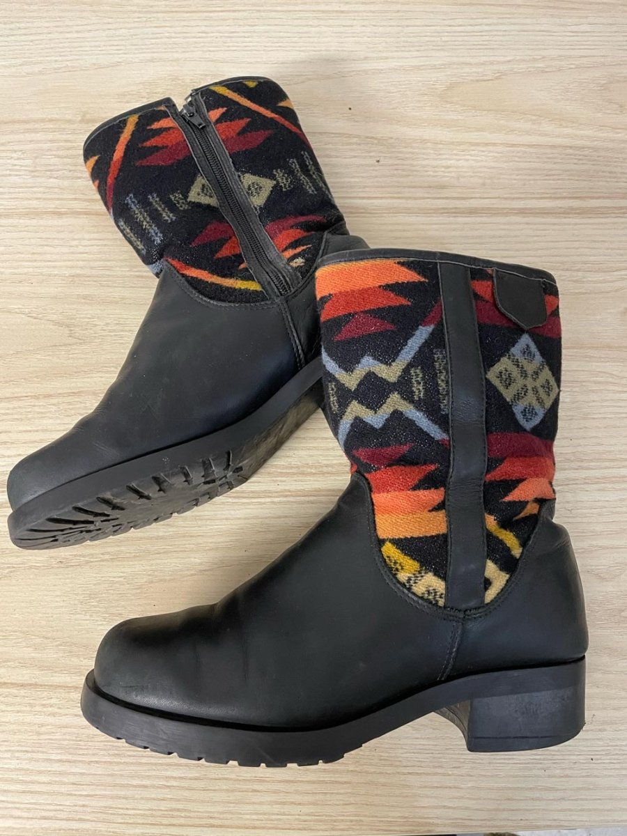 vintage paul brody pendleton wool lined leather boot - good market thrift store